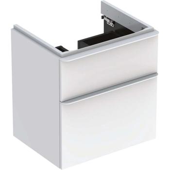 GEBERIT - Smyle Square Umývadlová skrinka, 58x47x62 cm, 2 zásuvky, lesklá biela/matná biela 500.352.00.1