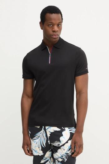 Bavlnené polo tričko Tommy Hilfiger čierna farba, jednofarebné, MW0MW39552