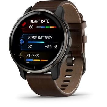 Garmin Venu 2 Plus Slate/Brown Leather Band (010-02496-15)