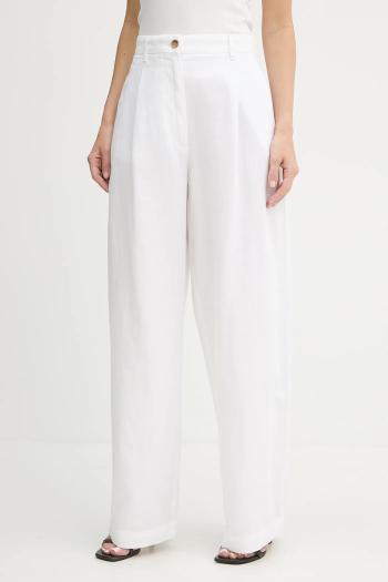 Nohavice Tommy Hilfiger biela farba, široké, vysoký pás, WW0WW45780