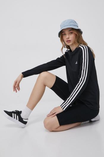 Bavlnené tričko s dlhým rukávom adidas HF7261 čierna farba,