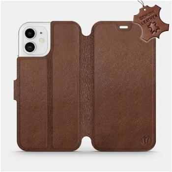 Flipové pouzdro na mobil Apple iPhone 12 - Hnědé - kožené -  Brown Leather (5903516374823)