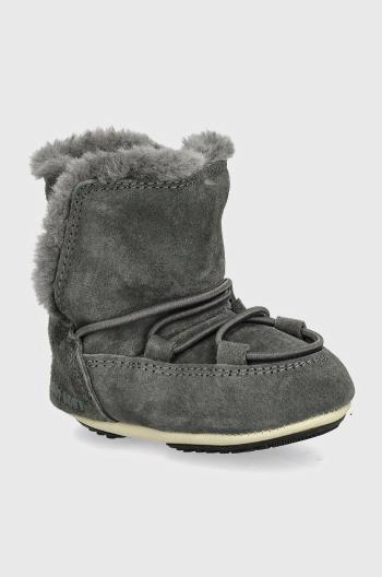 Detské semišové snehule Moon Boot CRIB SUEDE šedá farba, 80D3401030