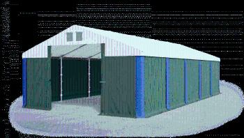 Garážový stan 4x6x2m strecha PVC 560g/m2 boky PVC 500g/m2 konštrukcia ZIMA PLUS Biela Zelená Modré