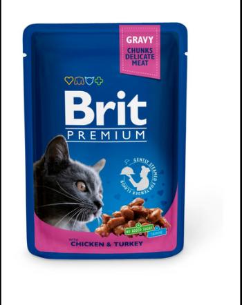 BRIT Premium Adult Set hrana umeda pentru pisici adulte, pui si curcan 24 x 100g