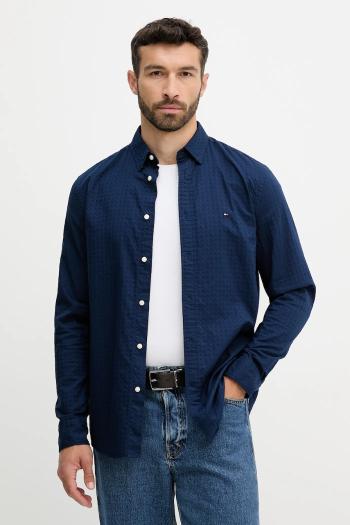 Bavlnená košeľa Tommy Hilfiger tmavomodrá farba, regular, s klasickým golierom, MW0MW39446
