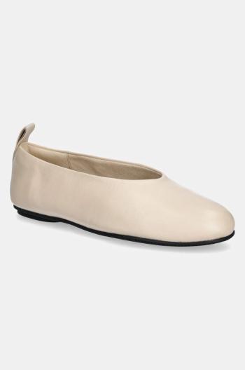 Kožené balerínky Calvin Klein Jeans BALLERINA LEATHER béžová farba, YW0YW01803
