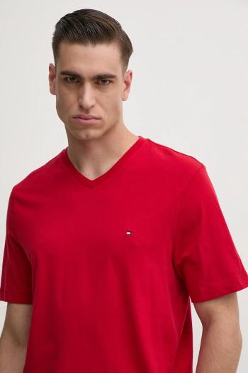 Bavlnené tričko Tommy Hilfiger pánske, červená farba, jednofarebný, MW0MW39249