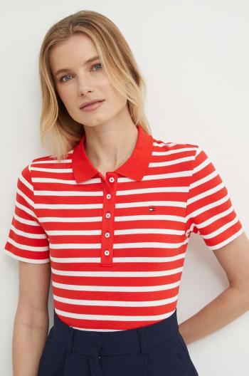 Polo tričko Tommy Hilfiger dámsky,červená farba,WW0WW39530