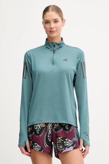 Bežecká mikina adidas Performance Own The Run zelená farba, jednofarebná, JX2255