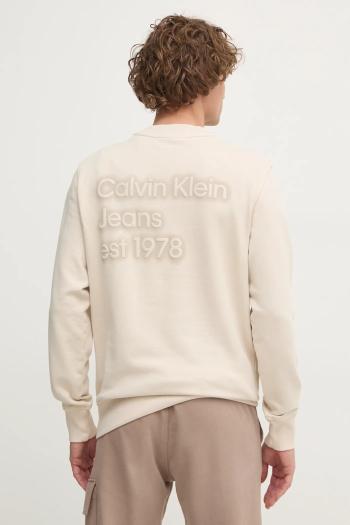 Mikina Calvin Klein Jeans pánska, béžová farba, jednofarebná, J30J327079