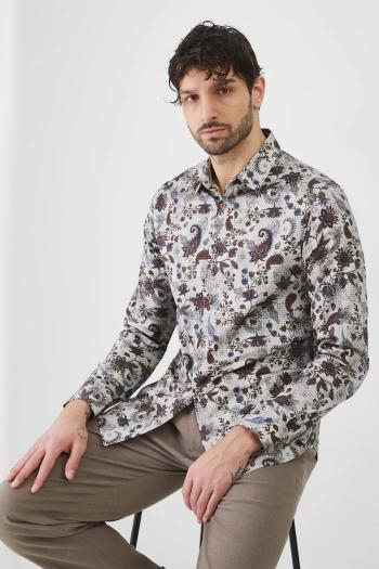 Košeľa Medicine pánska, béžová farba, slim, s klasickým golierom