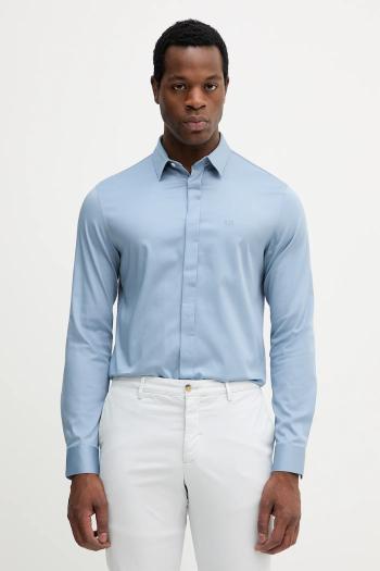 Košeľa Armani Exchange modrá farba, slim, s klasickým golierom, 8NZCBD ZN10Z