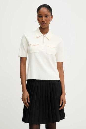 Polo tričko Karl Lagerfeld dámske, béžová farba, A3W18021