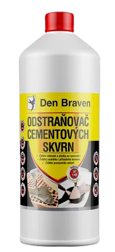 DEN BRAVEN - Odstraňovač zbytkov cementových škvŕn 1 l transp. až nažltlá