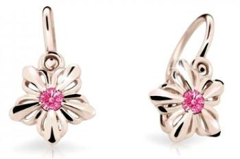 Cutie Jewellery Detské kvietkové náušnice z ružového zlata C2238-10-X-4 fuchsiová