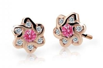 Cutie Jewellery Detské náušnice z ružového zlata C2149-30-X-4 fuchsiová