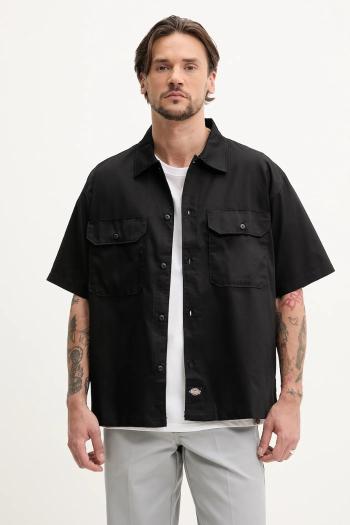 Košeľa Dickies pánska, čierna farba, voľný strih, s klasickým golierom, DK0A4Z7QBLK1