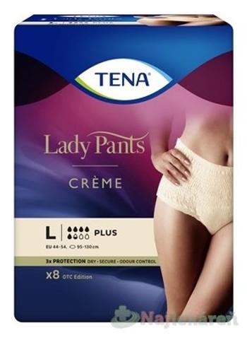 TENA Lady Pants Creme L dámske naťahovacie inkontinenčné nohavičky, krémové 8ks