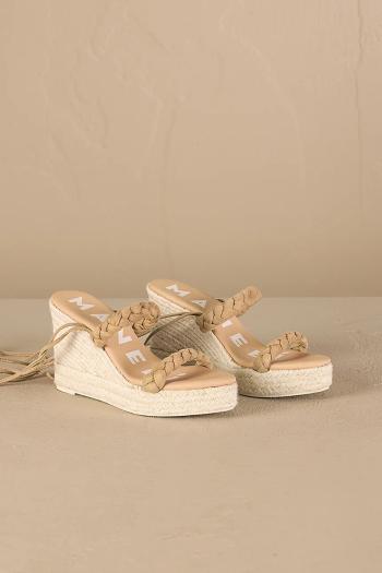 Semišové sandále Manebi Hamptons Two Braided Bands Wedge Espadrilles béžová farba, M 1.1 WE