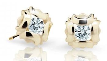 Cutie Jewellery Slušivé detské náušnice zo žltého zlata C2216-30-X-1 biela
