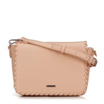 Dámska crossbody s olemovanou klopou béžová 100-4Y-235-9