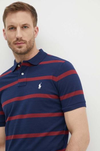 Bavlnené polo tričko Polo Ralph Lauren tmavomodrá farba, vzorované, 710941433