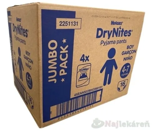 DryNites natah.kalh.chlapci 4-7let/17-30kg/4x16ks