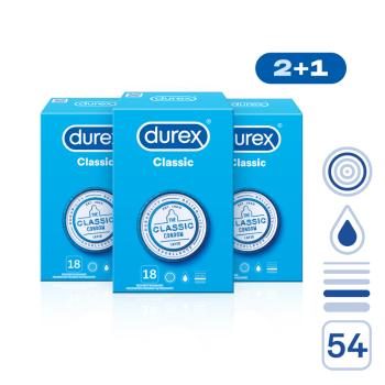 DUREX Kondomy 2+1 Classic 54 ks