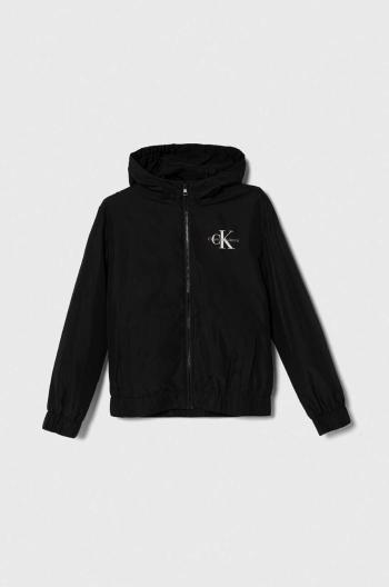 Detská bunda Calvin Klein Jeans čierna farba