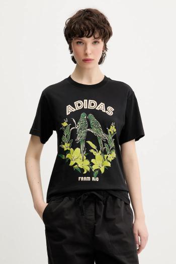 Bavlnené tričko adidas x Farm Rio dámske, čierna farba, JV8609