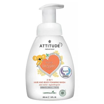 ATTITUDE Baby leaves Detská umývacia pena 2 v 1 s vôňou hruškovej šťavy 295 ml