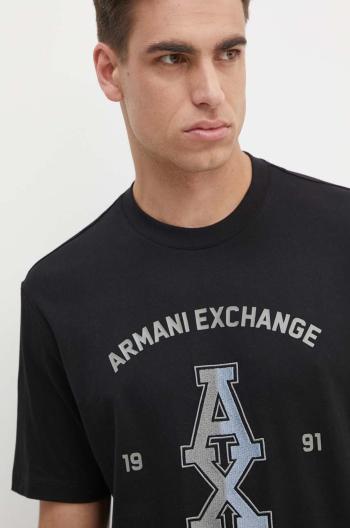 Bavlnené tričko Armani Exchange pánske, čierna farba, s potlačou, 6DZTLR ZJLFZ