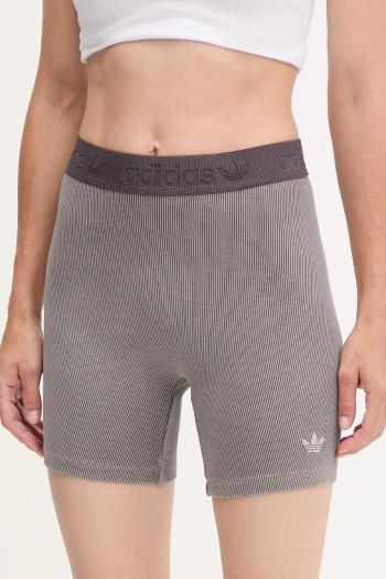 Šortky adidas Originals Rib Shorts Wash šedá farba, jednofarebné, vysoký pás, JW3592