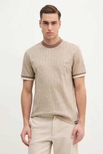 Tričko EA7 Emporio Armani pánske, béžová farba, vzorované, AF13960.7M000099