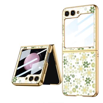 GKK GLASS Ochranný kryt Samsung Galaxy Z Flip5 5G GREEN FLORAL