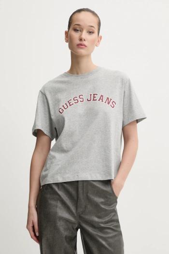 Bavlnené tričko Guess Jeans dámske, šedá farba, W5RI41 K8HM0