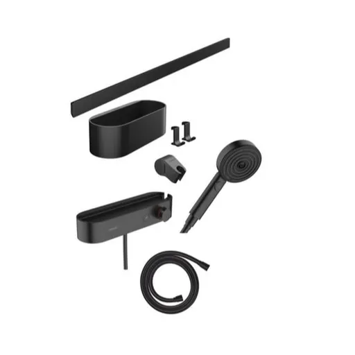 Hansgrohe WallStoris sprchový systém na stenu s termostatickou batériou matná čierna 24250670