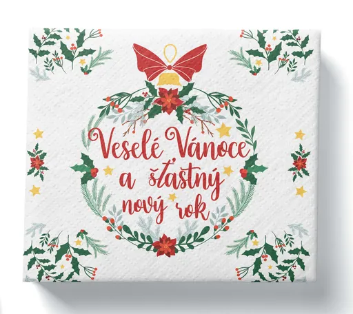 PROCOS Papierové obrúsky 33x33cm 3vrstvé Veselé Vánoce 20ks