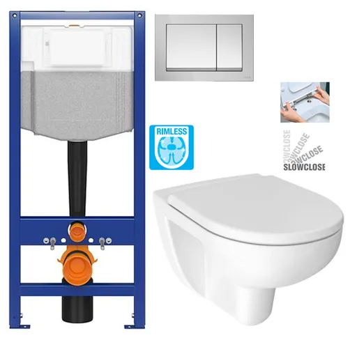 CERSANIT predstenový inštalačný systém s tlačidlom chrom K97-509 + WC JIKA LYRA PLUS RIMLESS + SEDADLO duraplastu SLOWCLOSE K97-526 509 LY2