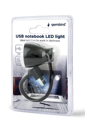 USB lampička k notebooku GEMBIRD NL-02, flexibilní, černá