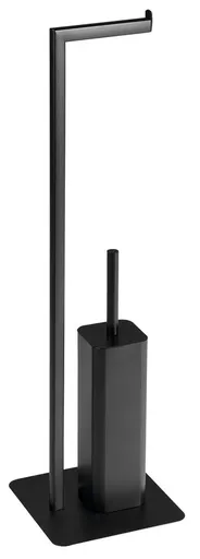 Gedy - FELIX  stojan s držiakom na toaletný papier a WC kefou, hranatý, čierna mat 133214