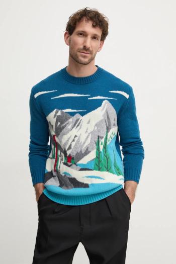 Vlnený sveter United Colors of Benetton pánsky, tyrkysová farba, 1244K108S