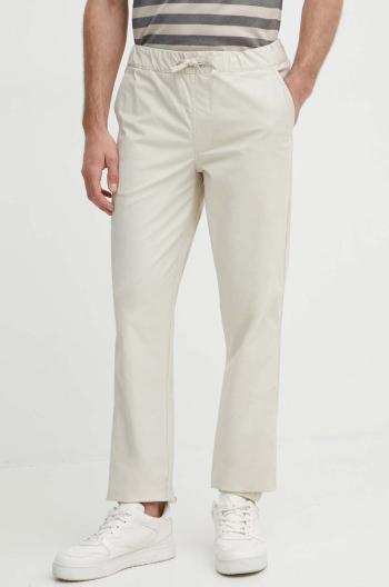 Nohavice Pepe Jeans PULL ON CUFFED SMART PANTS pánske, béžová farba, priliehavé, PM211687,