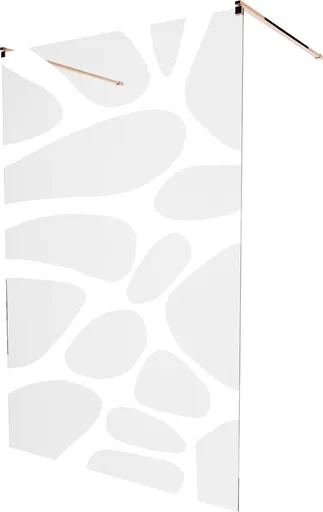 MEXEN/S - KIOTO samostatne stojaca sprchová zástena 100 x 200, transparent/biela vzor 8 mm, růžové zlato 800-100-002-60-97