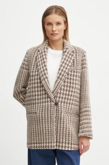 Vlnené sako Forte Forte béžová farba, jednoradové, vzorované, 13206_my coat