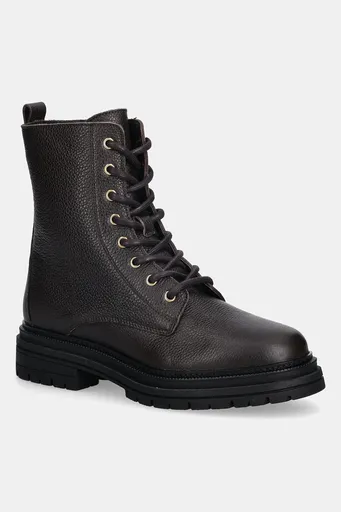 Kožené workery Tommy Hilfiger TH PLAQUE PEBBLE LACE BOOT