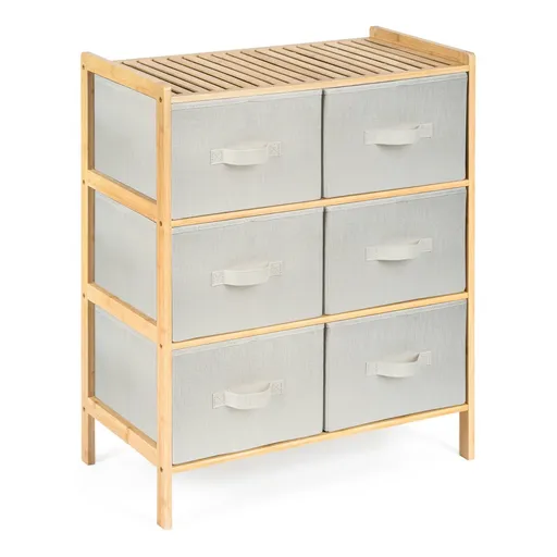 G21 Bambusový regál s košíkmi, 3 police, béžová, 3 poschodia