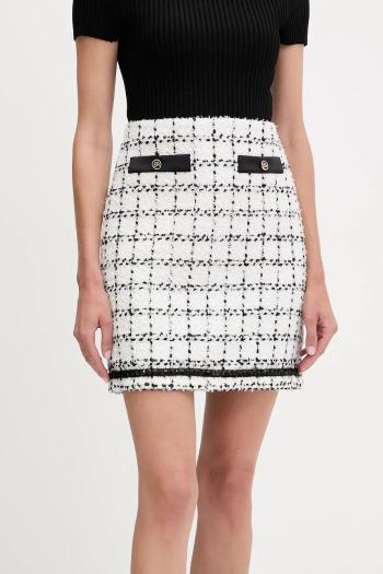 Sukňa s prímesou vlny Karl Lagerfeld biela farba, mini, puzdrová, A3W12019