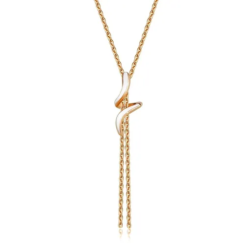 Strieborný 925 náhrdelník - medená farba, línia špirály, biela glazúra